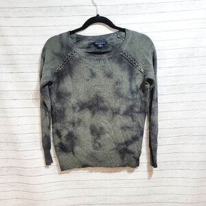 AE CAMO TIE DYED RIBBED SWEATER BRAID DETAIL SZ SMALL